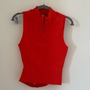 Lululemon Open Back Half-Zip Sweater Sleeveless Tank Solar Orange